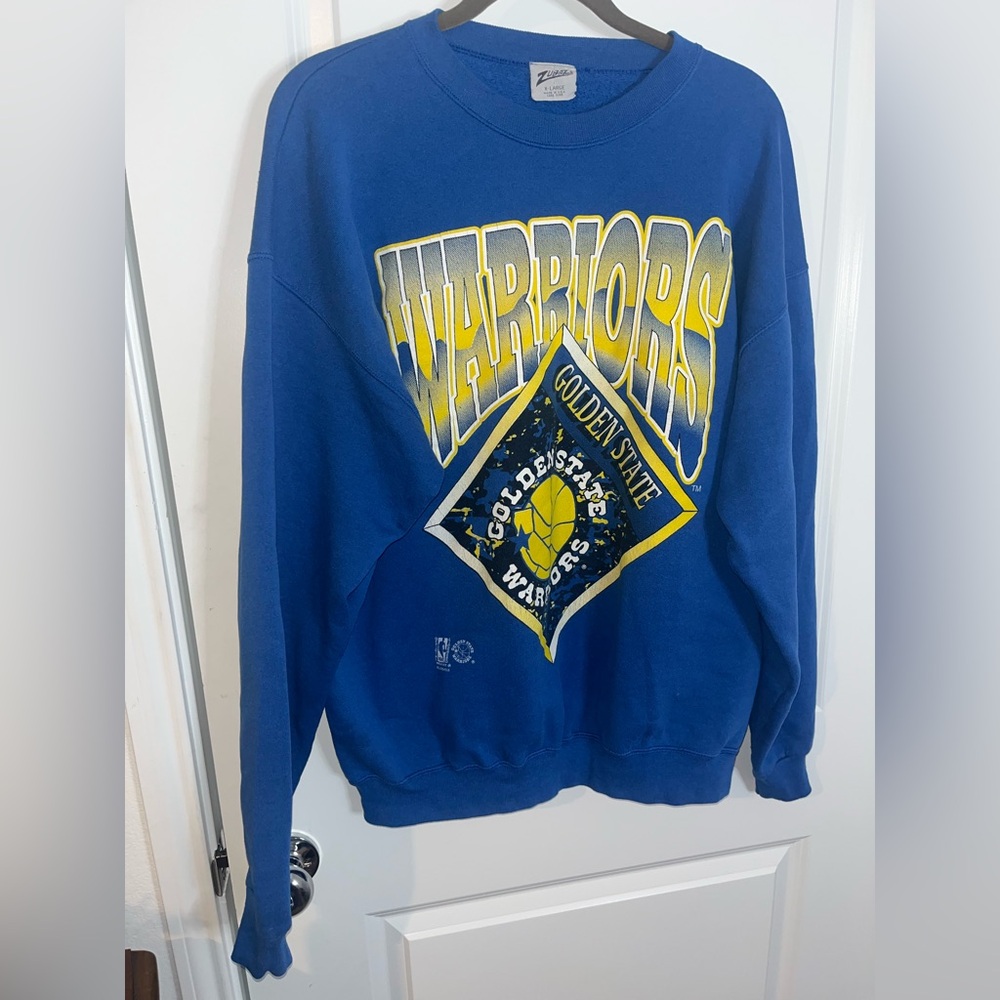 Golden State Warriors Crewneck Sweatshirt Men Sz XL Vintage NBA ZUBAZ Sportswear
